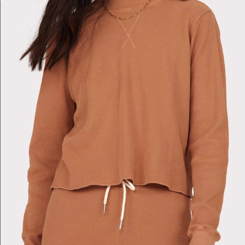 MATE the Label Organic Thermal Boxy Crop Long Sleeve, Sedona, XS, BRAND NEW!